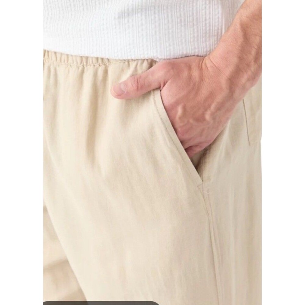 NEW Magaschoni Oatmeal Color Linen Blend Buttery Smooth Drawstring Pants